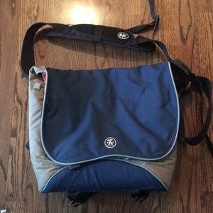 Crumpler messenger laptop bag - blue, tan & orange